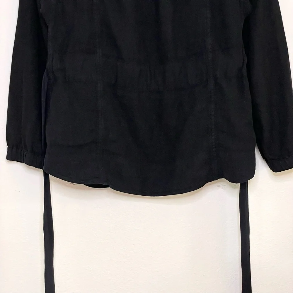 Isabel Marant Etoile Linen Blend Utility Jacket Zip Front Belted Black 6 Medium - Picture 8 of 13